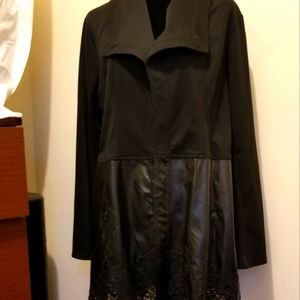 Venus, XL,  Black Jacket with bottom  half Faux Leather Embroidered